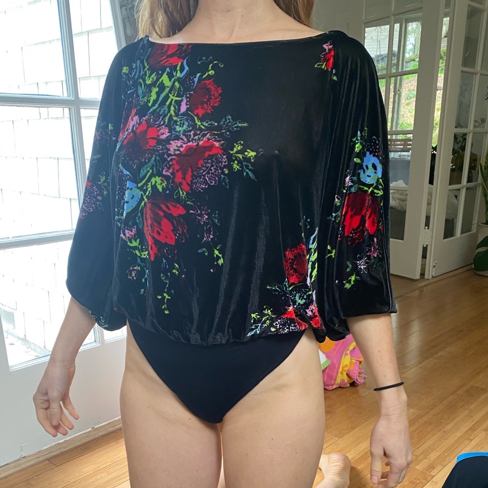 Intimately Free People velvet floral bodysuit